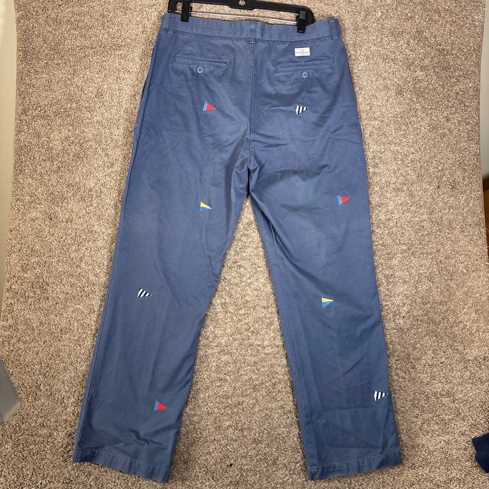 Vineyard Vines Men Nautical Flag Chino Pants‎ Blue Size 35x30 Preppy - Picture 6 of 8